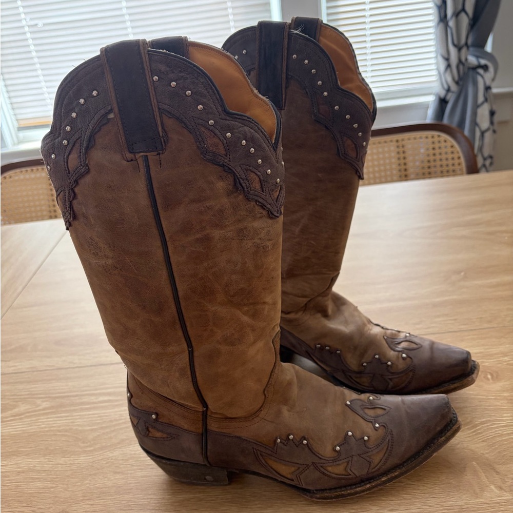 Diamond T Boots - Tan Leather Cowboy Boots